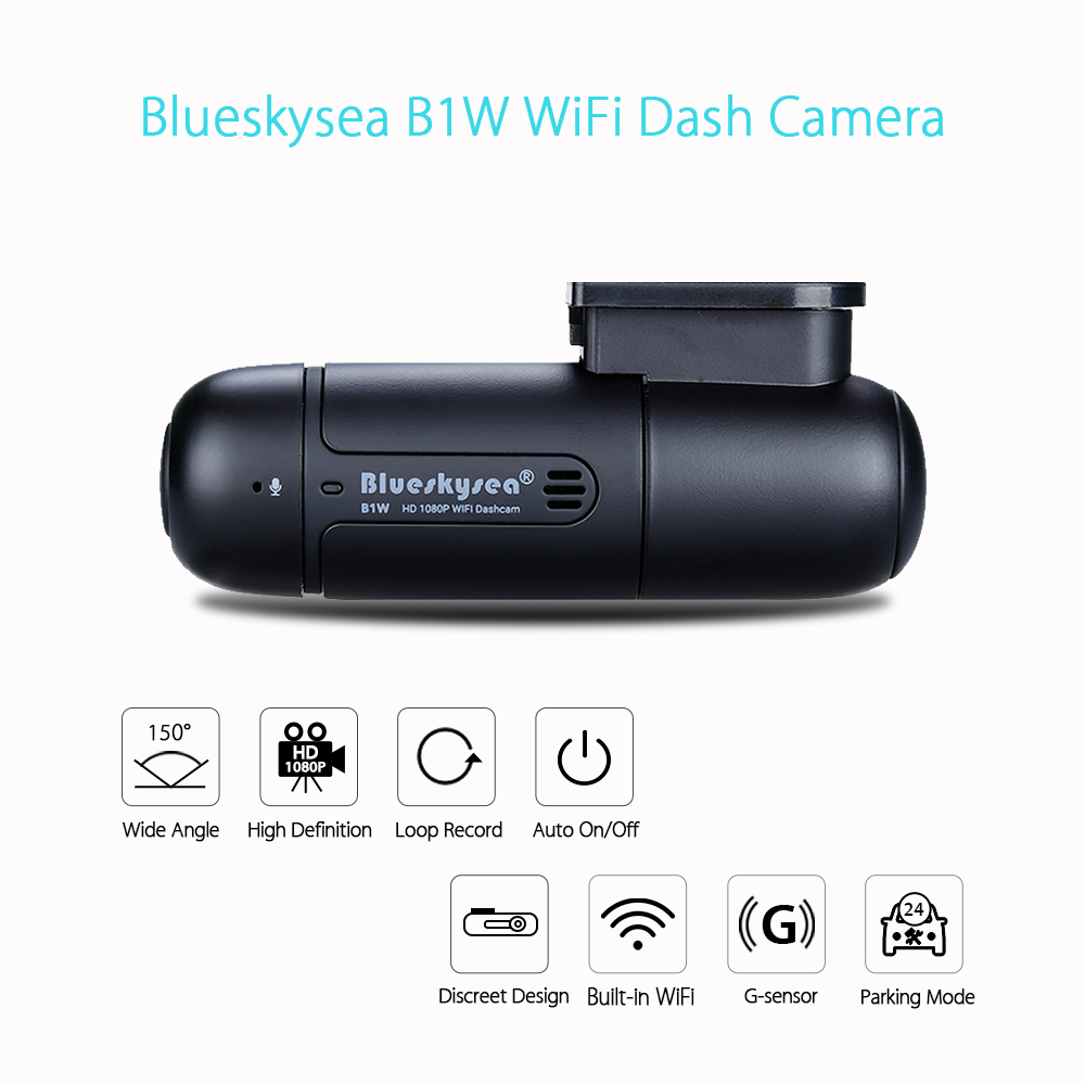 B1W Mini Car Dash Camera DVR with Parking Mode Video HD Power Adapter Hardwire