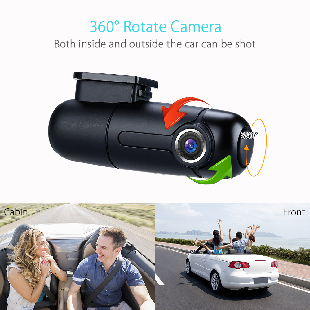 Blueskysea B1W WiFi Mini Dash cam Car Camera Vehicle Video Recorder 360 Degre... 
